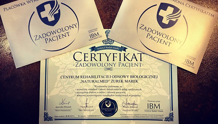Certyfikat „Zadowolony Pacjent” 2019